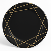 Elegant Black & Gold Geometric Dinner Plates - 10.25", 20 Pack